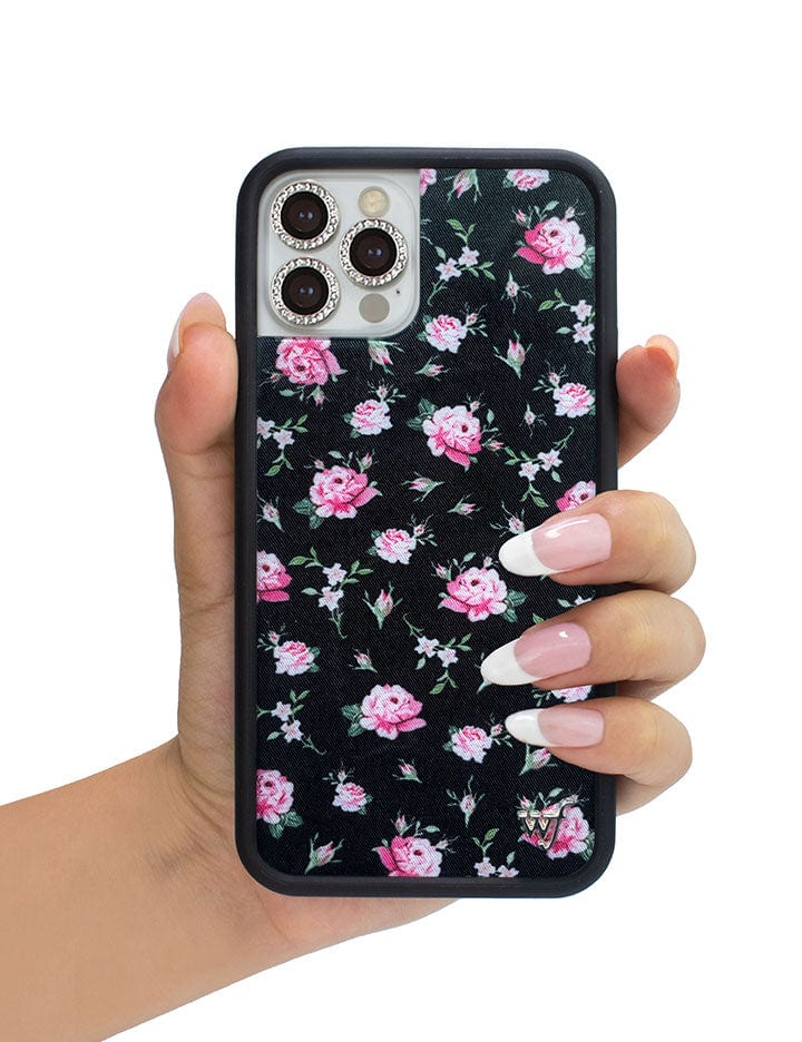 Black and Pink Floral iPhone Case from Wildflower Cases