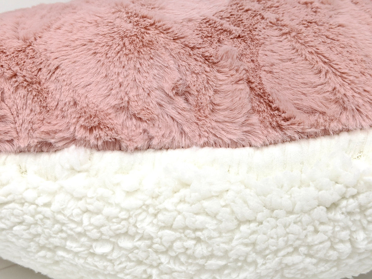 Tache Faux Fur Pink White Heart Shape Throw Pillow (#7) from Tache Home Fashion