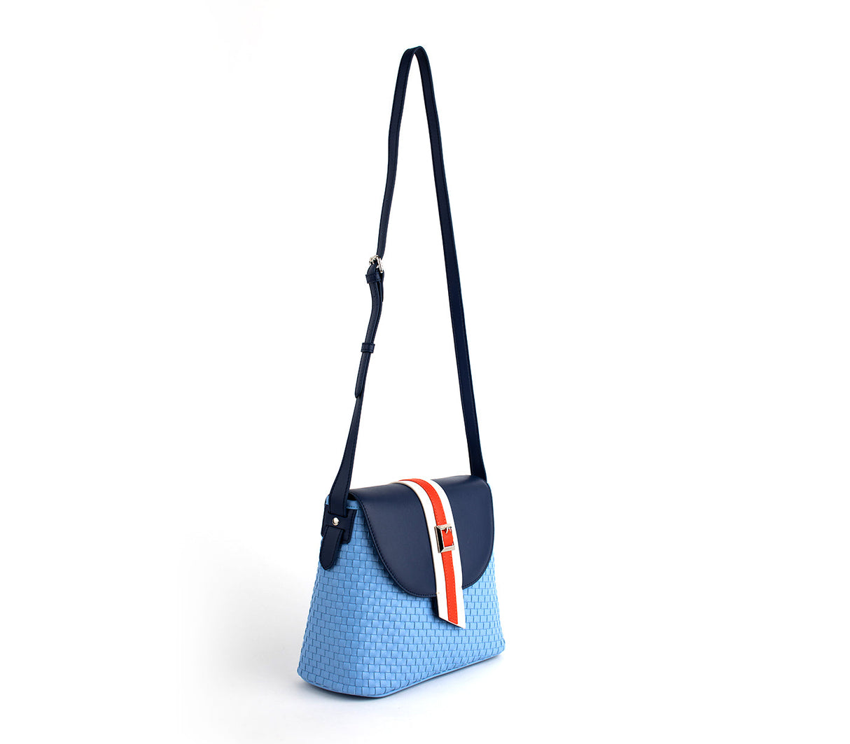 Kate - Blue Vegan Basket Weave Bag from Gunas New York