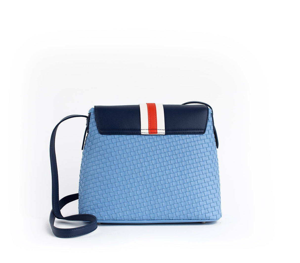 Kate - Blue Vegan Basket Weave Bag from Gunas New York