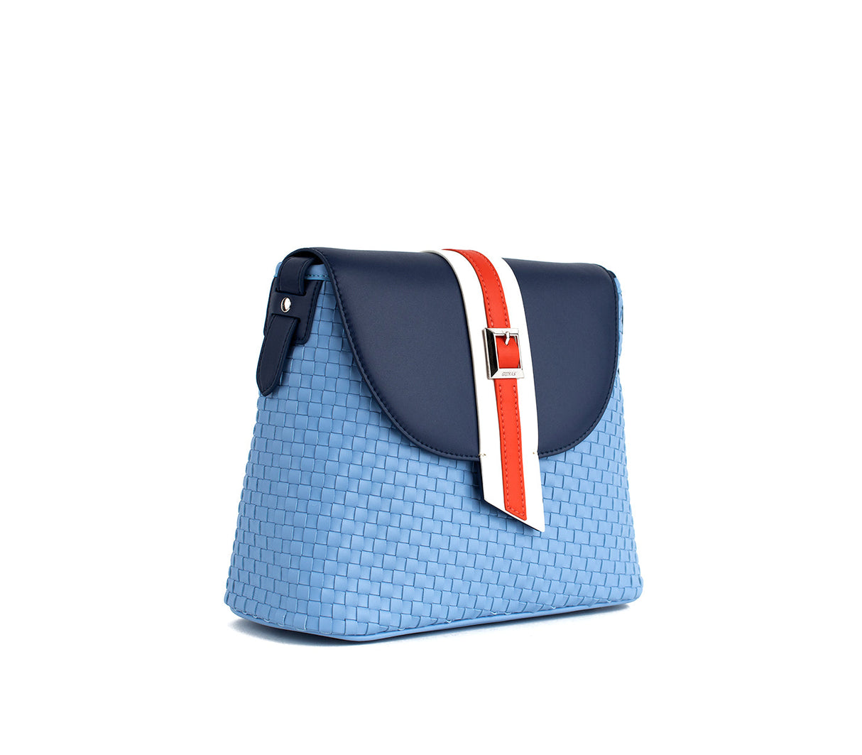 Kate - Blue Vegan Basket Weave Bag from Gunas New York