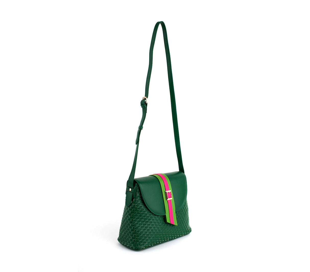 Kate - Green Vegan Basket Weave Bag from Gunas New York