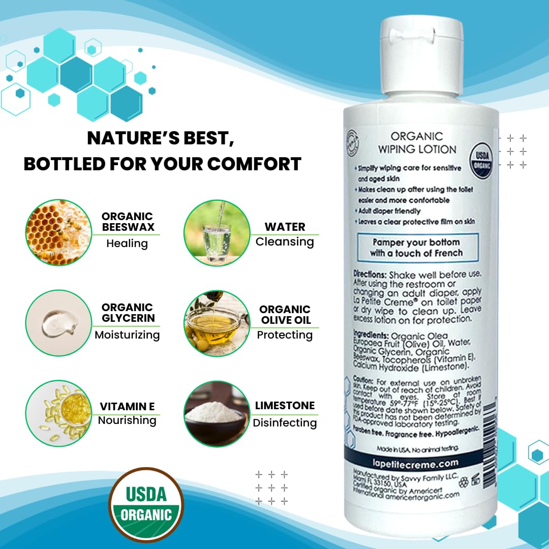 Organic Wiping Lotion for Seniors from La Petite Creme