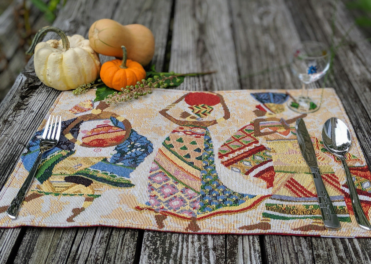DaDa Bedding Set of 4-Pieces Dancing Women African Kwanzaa Tapestry Dining Table Placemats 13” x 19” (18117) from DaDalogy Bedding Collection