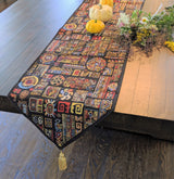 DaDa Bedding Ethnic Ornaments Geometric Black Elegant Woven Tapestry Dining Table Runner (18118) from DaDalogy Bedding Collection