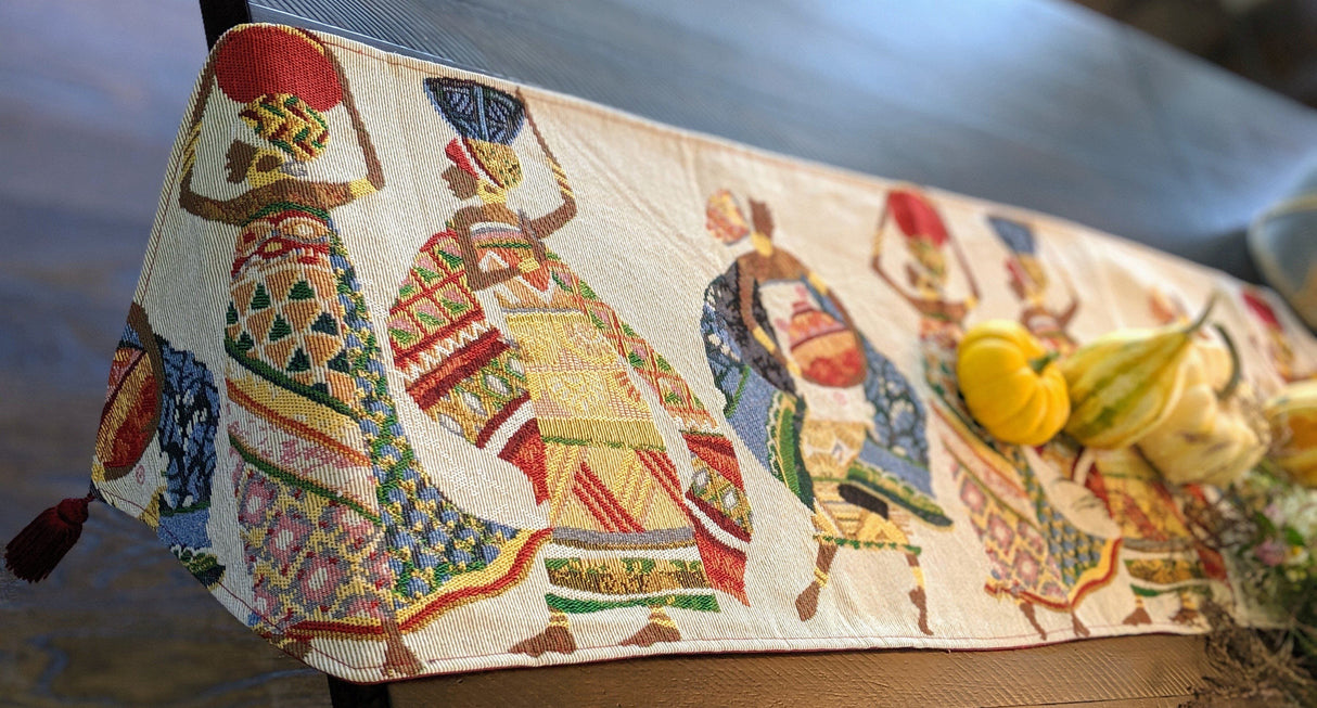 DaDa Bedding Dancing Women African Dreams Elegant Woven Tapestry Dining Table Runner (18117) from DaDalogy Bedding Collection