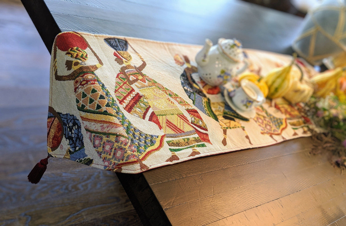 DaDa Bedding Dancing Women African Dreams Elegant Woven Tapestry Dining Table Runner (18117) from DaDalogy Bedding Collection