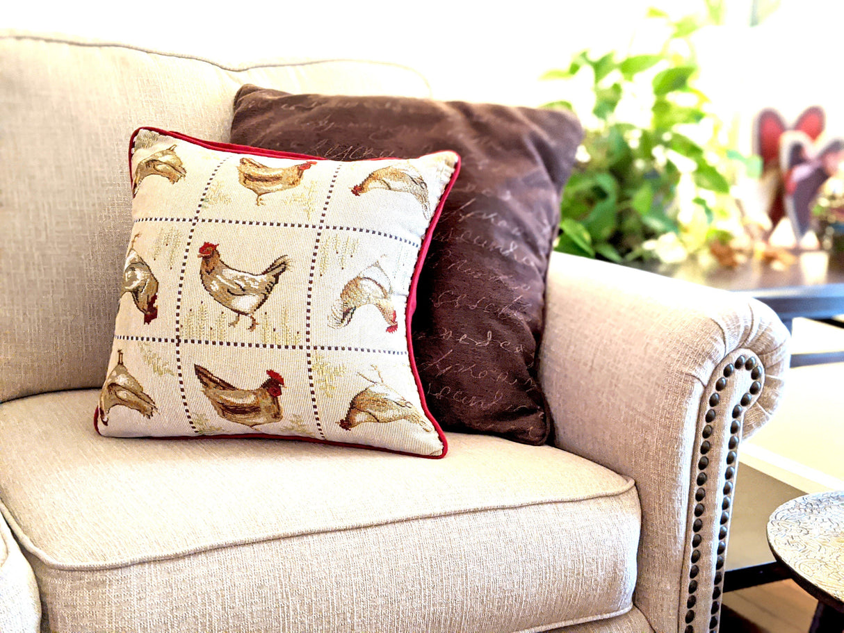 Tache Country Farmhouse Rooster Hens Woven Tapestry Throw Pillow Cover (13139CC) from Tache Home Fashion
