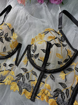 Black Embroidered Corset & Panty Lingerie Set From Hello.LA.Girl