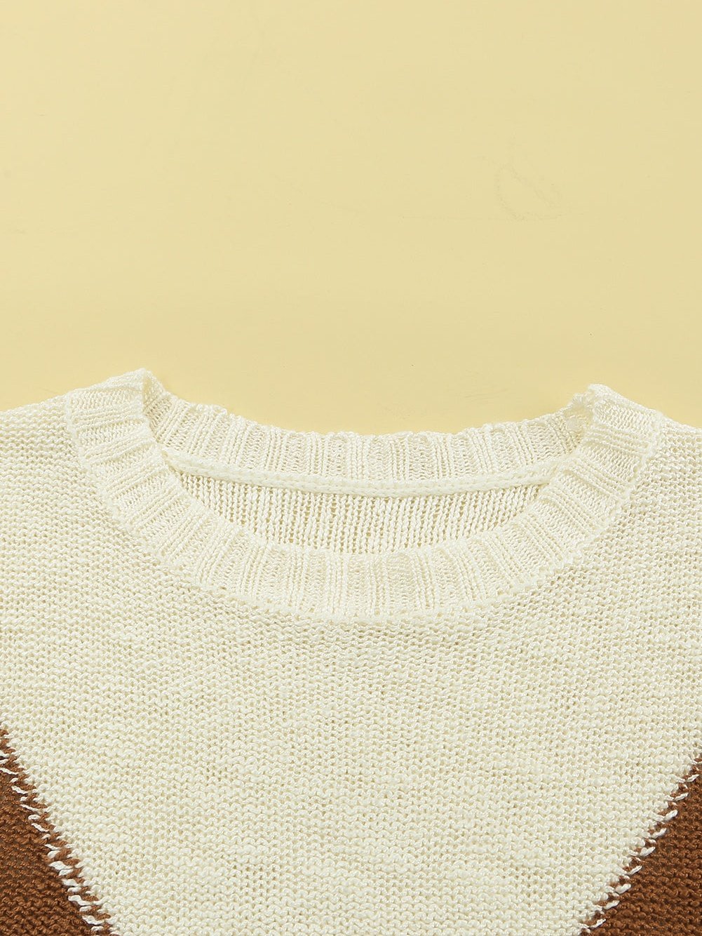 Beige Chevron Stripe Drop Shoulder Knit Pullover from MsDressly