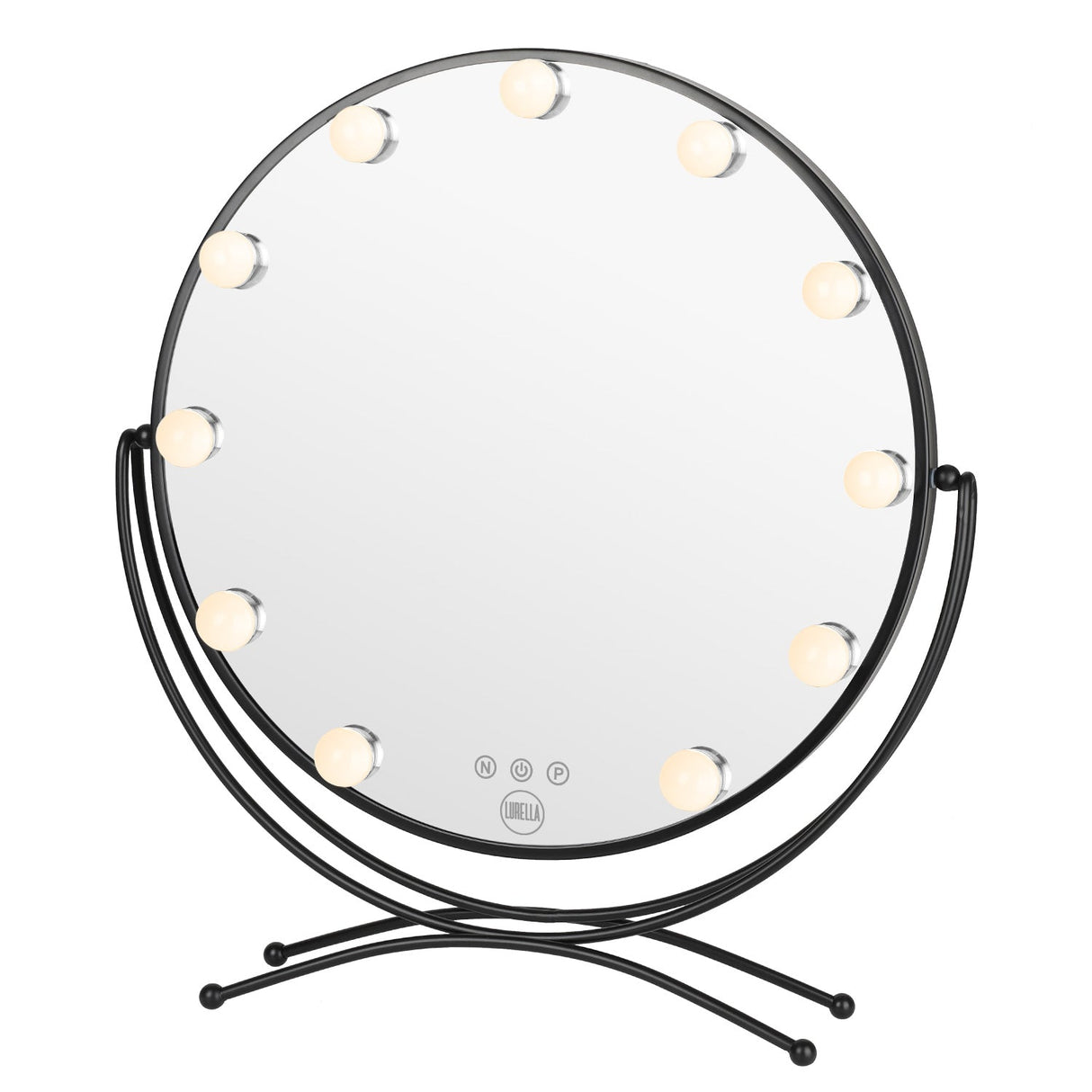 Bulb Round Vanity Mirror - Jet Black from Lurella Cosmetics