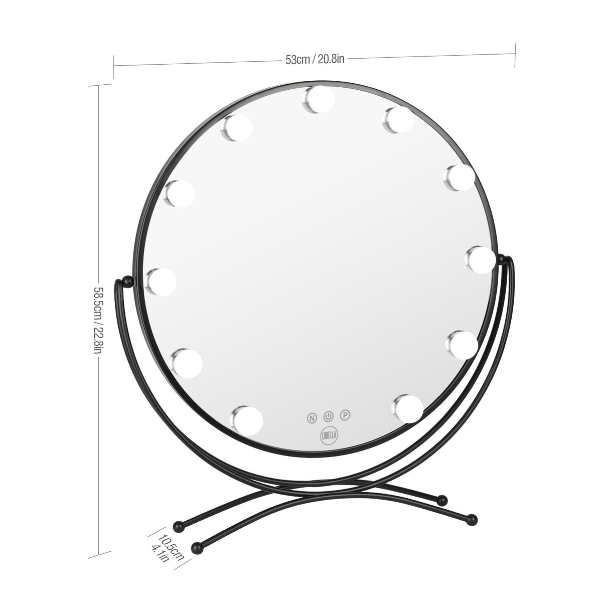 Bulb Round Vanity Mirror - Jet Black from Lurella Cosmetics