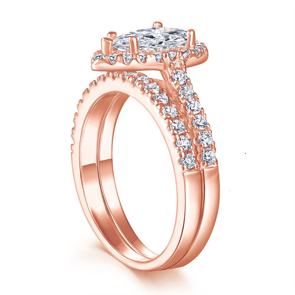 The Elizabeth - 18kt Rose Gold Wedding Ring Set From Vintage Gentlemen