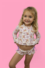 BLOSSOMIN’ BUTTERFLY DREAM 2-PIECE RASH GUARD RUFFLE SWIM SUIT from DREAM BIG LITTLE CO