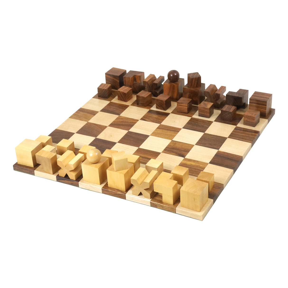 Bauhaus 1923 Combo Chess Set - Golden Rosewood Chess Pieces + Chess Board From Royal Chess Mall