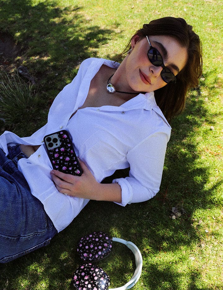 Black and Pink Floral iPhone Case from Wildflower Cases