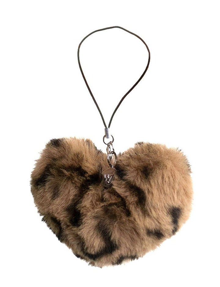 Fuzzy Leopard Heart w/ WF Charm Accessory from Wildflower Cases