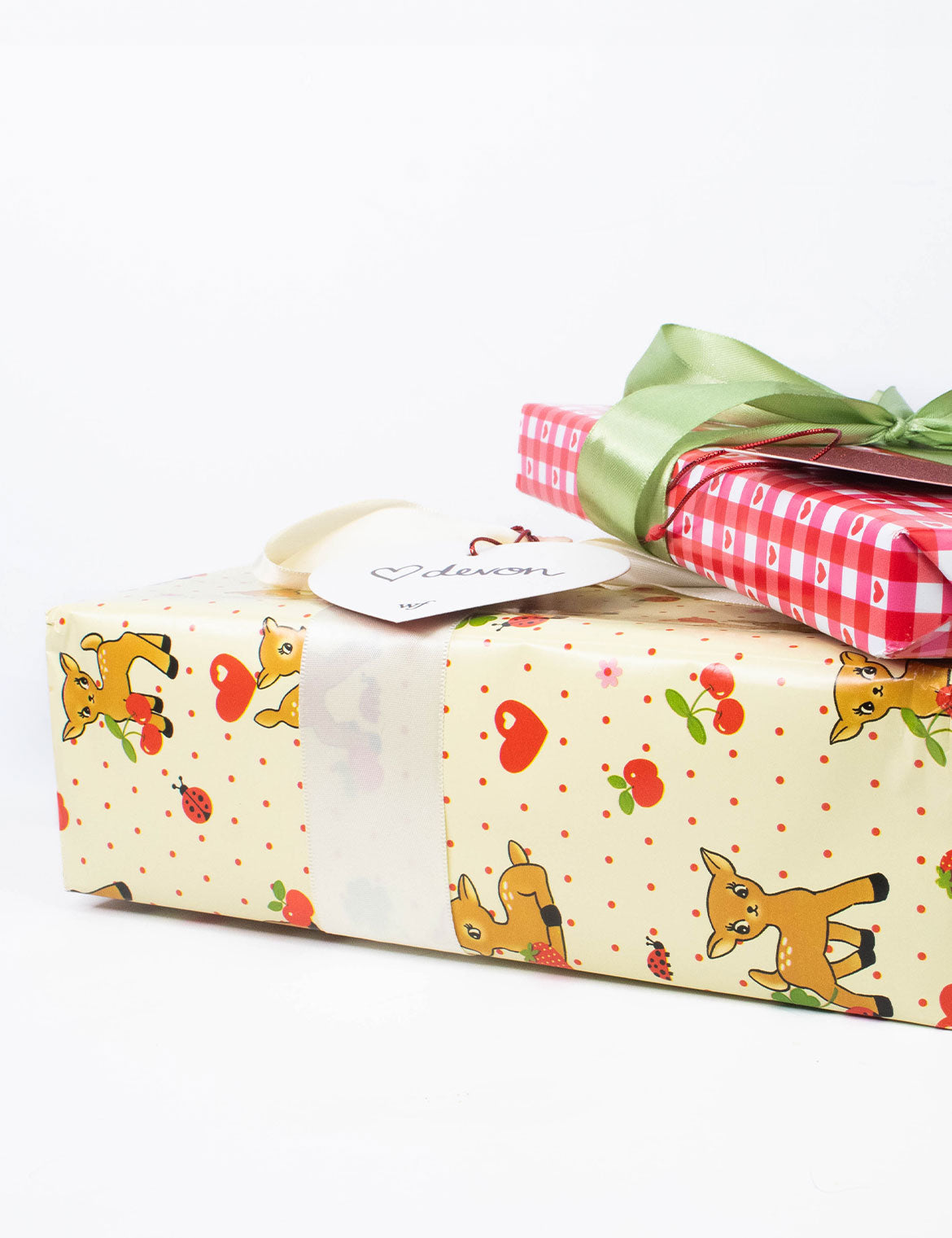 Oh Deer and Red Gingham Hearts Gift Wrap - 2 pack from Wildflower Cases