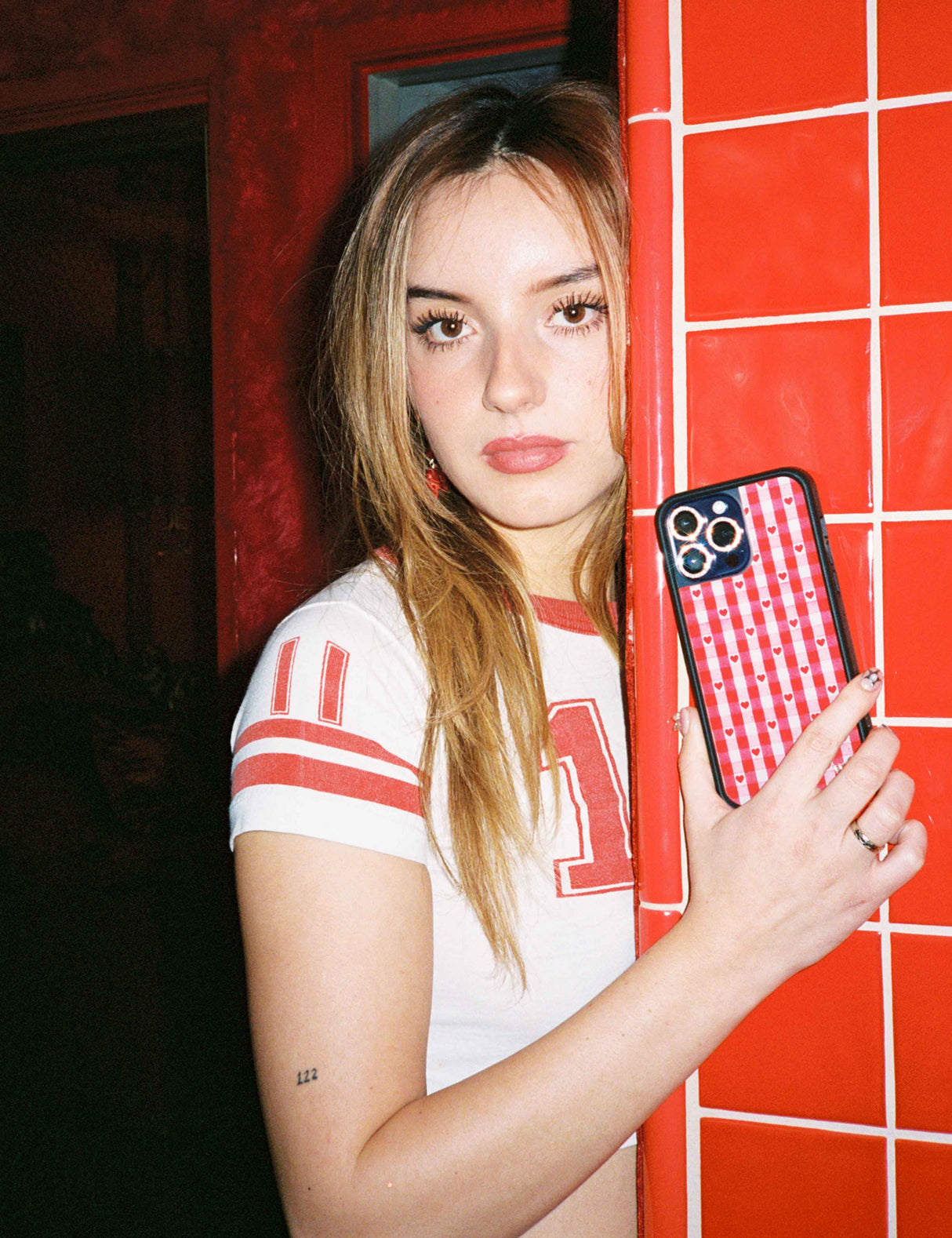 Red Gingham Hearts iPhone Case from Wildflower Cases