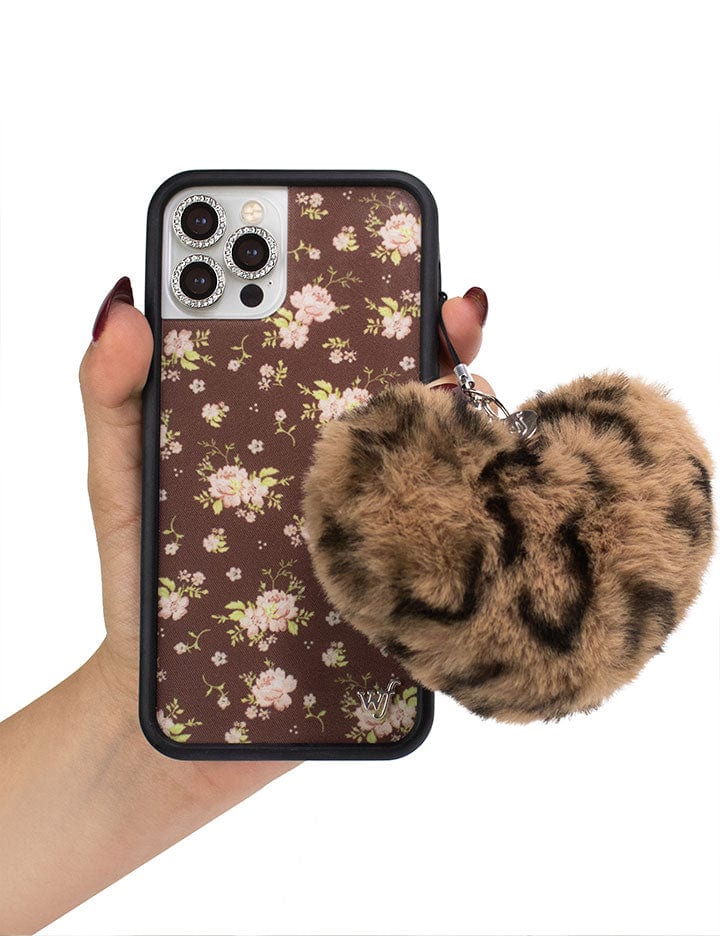 Fuzzy Leopard Heart w/ WF Charm Accessory from Wildflower Cases