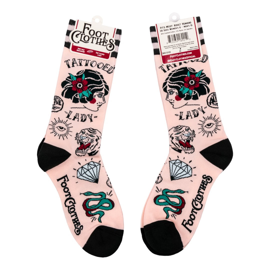 Tattooed Lady Crew Socks from FootClothes