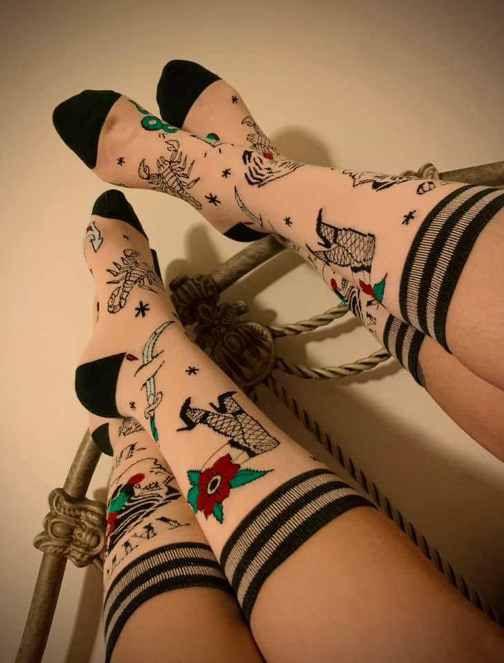 Tattooed Lady Crew Socks from FootClothes