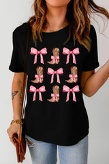 Black Western Cowboy Boots Crew Neck T-Shirts from MsDressly