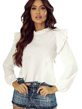 Alluring White Ruffle Blouse from MsDressly