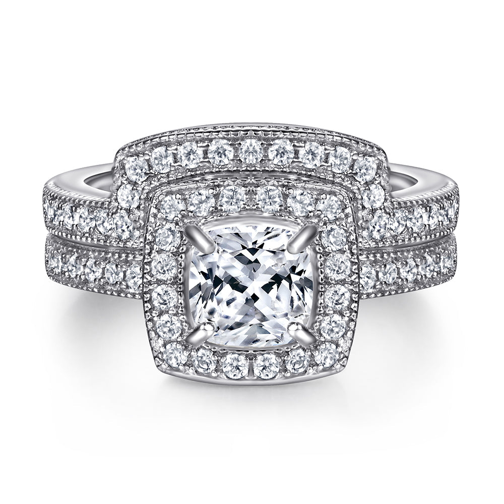 The Violet - Silver Wedding Ring Set From Vintage Gentlemen