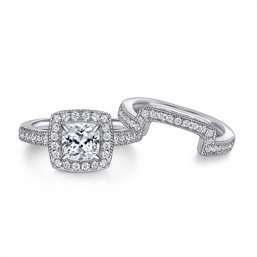 The Violet - Silver Wedding Ring Set From Vintage Gentlemen