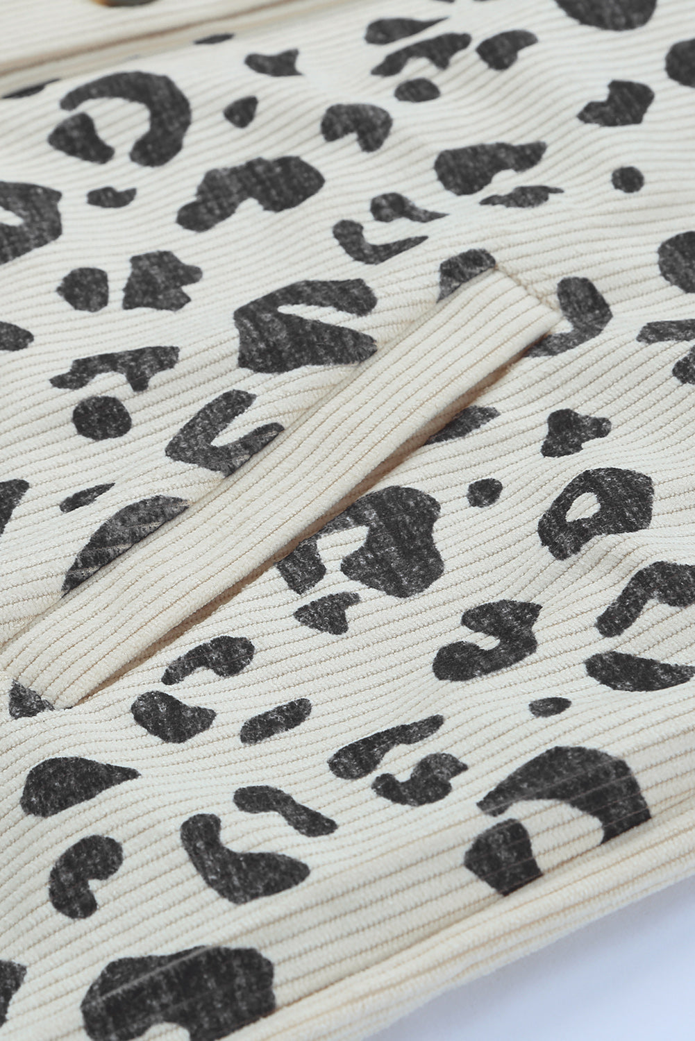 Apricot Corduroy Jacket with Leopard Print Details and Pockets from MsDressly