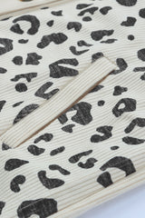 Apricot Corduroy Jacket with Leopard Print Details and Pockets from MsDressly