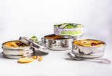 Stainless Steel Lunch Box, 4 Tier Round with Spork, 55 Oz from ecozoi