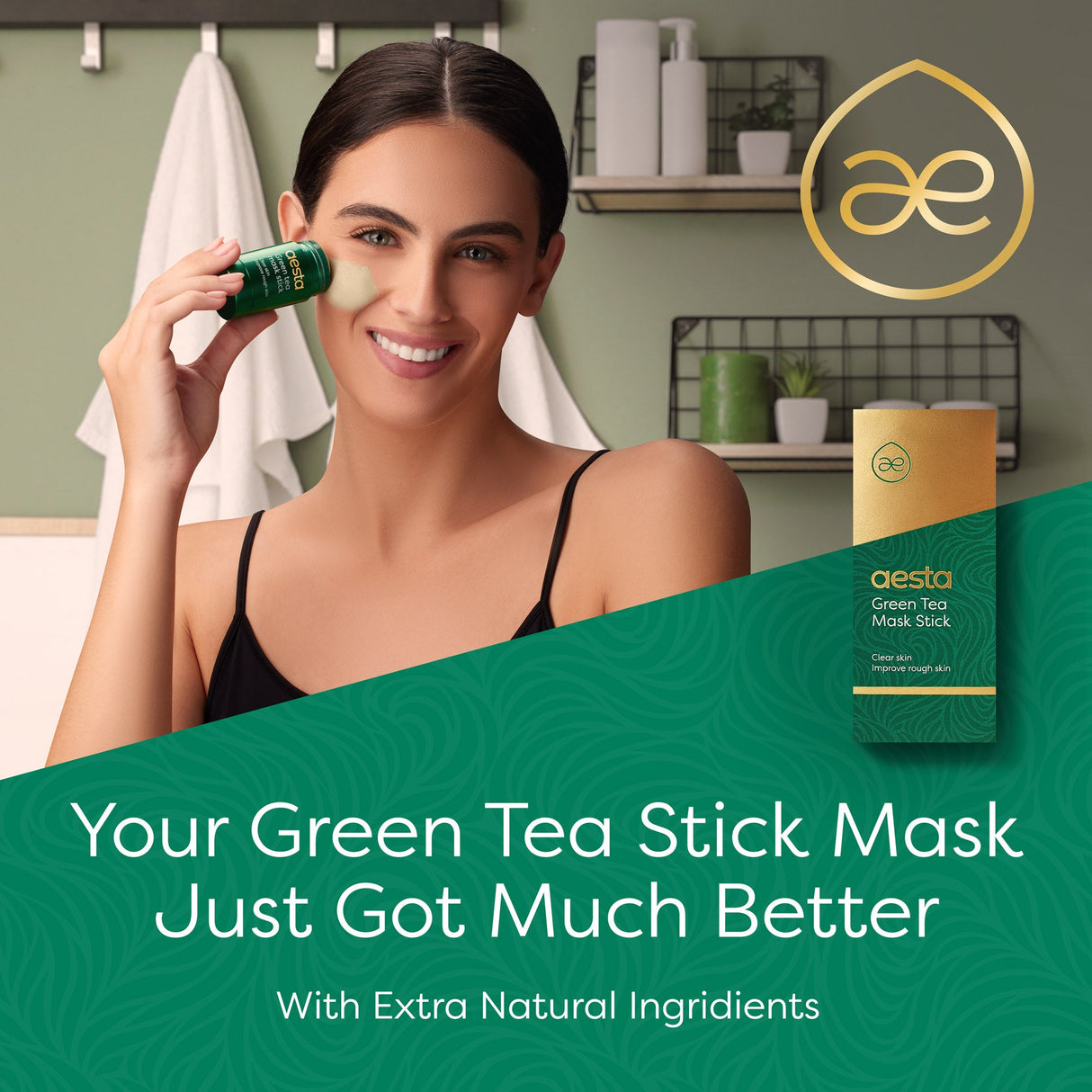 Aesta Green Tea Mask Stick, Gradual Blackhead Remover, Natural Pore-Cleaning, Detoxifying, Nourishing Face Mask: Skin Care Made Simple and Mess-Free | Mask Stick to Last 4 Months | Fits All Skin Types from REATHLETE
