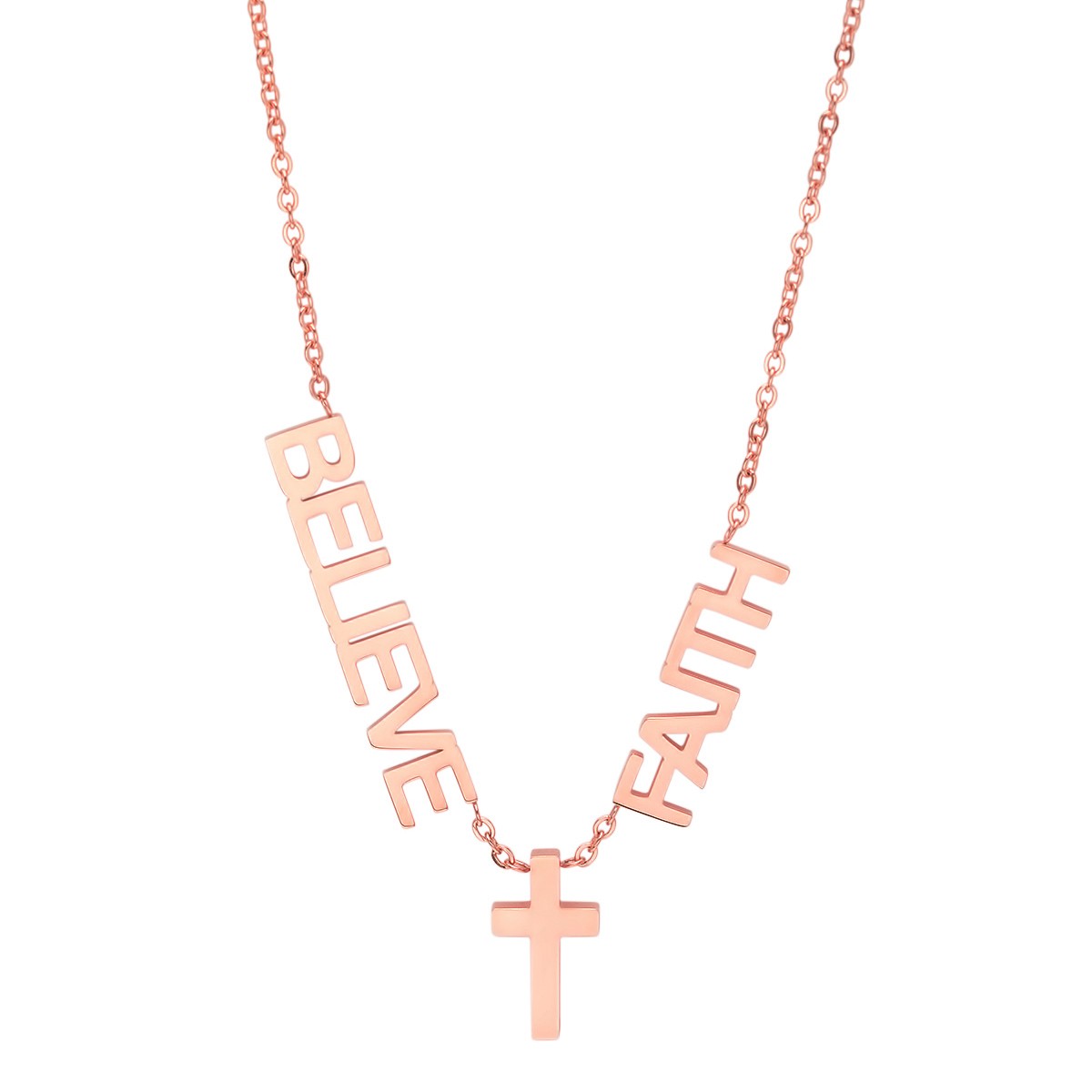 Faith, Believe & Cross Necklace From Steel Time