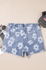 Shiloh Plus Size Floral Pattern Denim Shorts from Threaded Pear