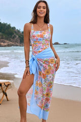 Square Neck Printed One-Piece Swimwear and Cover Up Swim Set from Enfance-Heureuse
