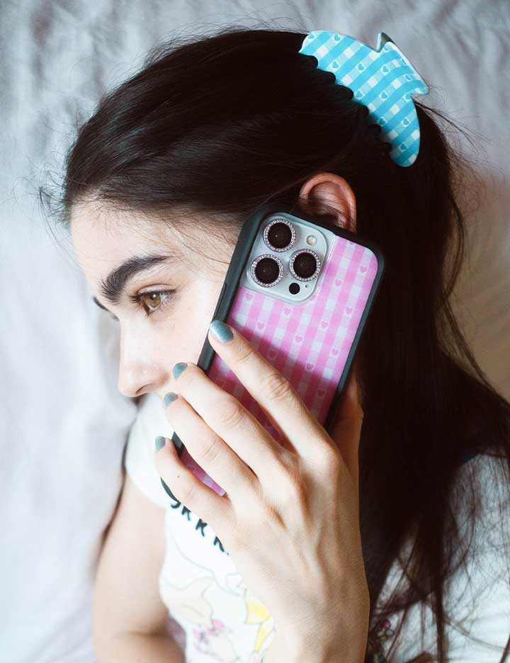 Pink Gingham Hearts iPhone Case from Wildflower Cases