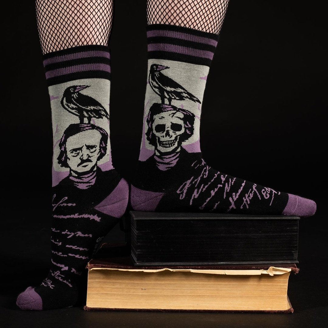 The Raven Poe Crew Socks from FootClothes