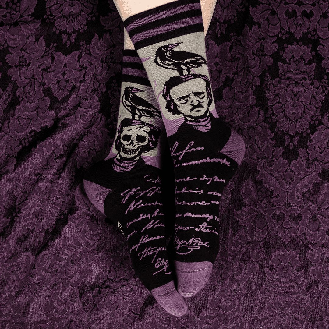The Raven Poe Crew Socks from FootClothes
