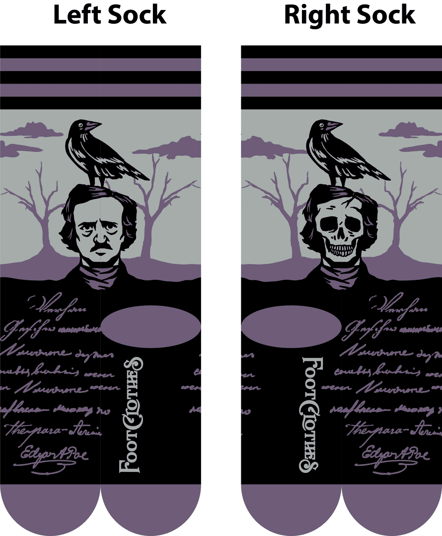 The Raven Poe Crew Socks from FootClothes