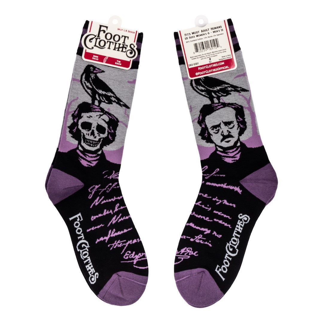 The Raven Poe Crew Socks from FootClothes