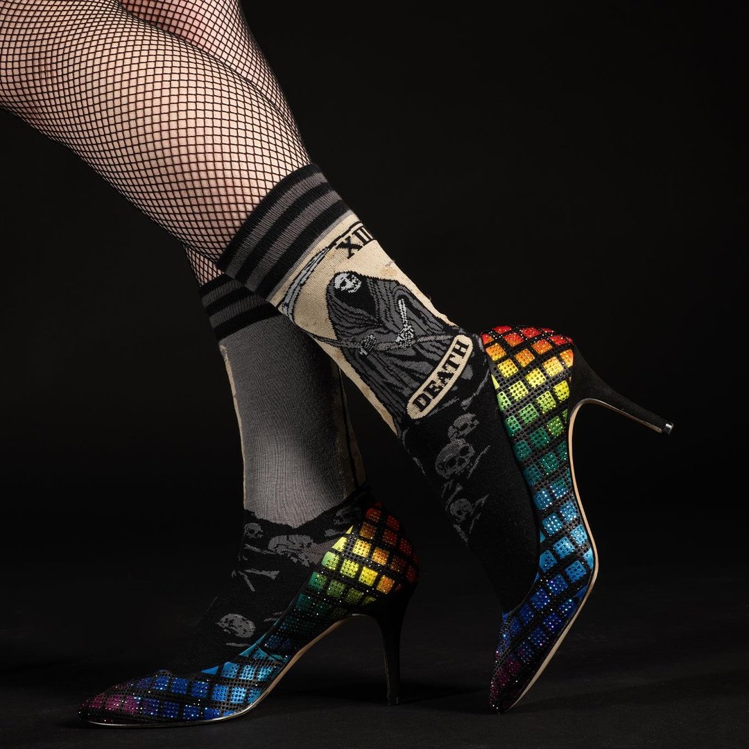 Death Tarot Card Crew Socks from FootClothes
