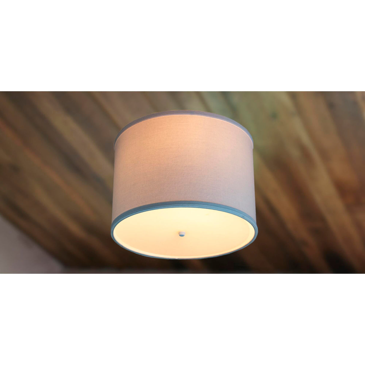 Moderne 14"W Flush Mount Conversion Kit  White Fabric Drum Lampshade From LampsUSA