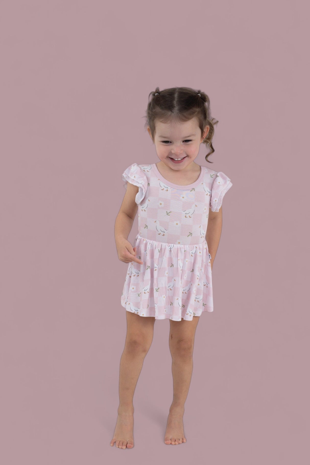 EXCLUSIVE DUCKS AND DAISIES DREAM CAP SLEEVE BODYSUIT DRESS from DREAM BIG LITTLE CO