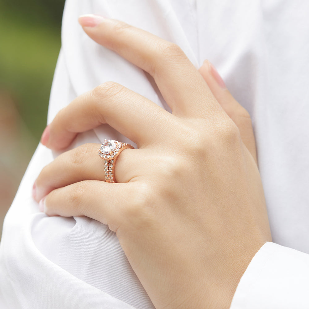The Victoria - 18kt Rose Gold Wedding Ring Set From Vintage Gentlemen