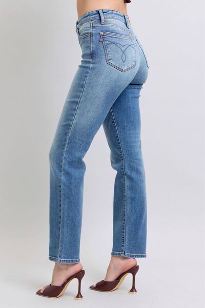 Judy Blue Full Size Run Vintage Wash Thermal Straight Jeans from Enfance-Heureuse