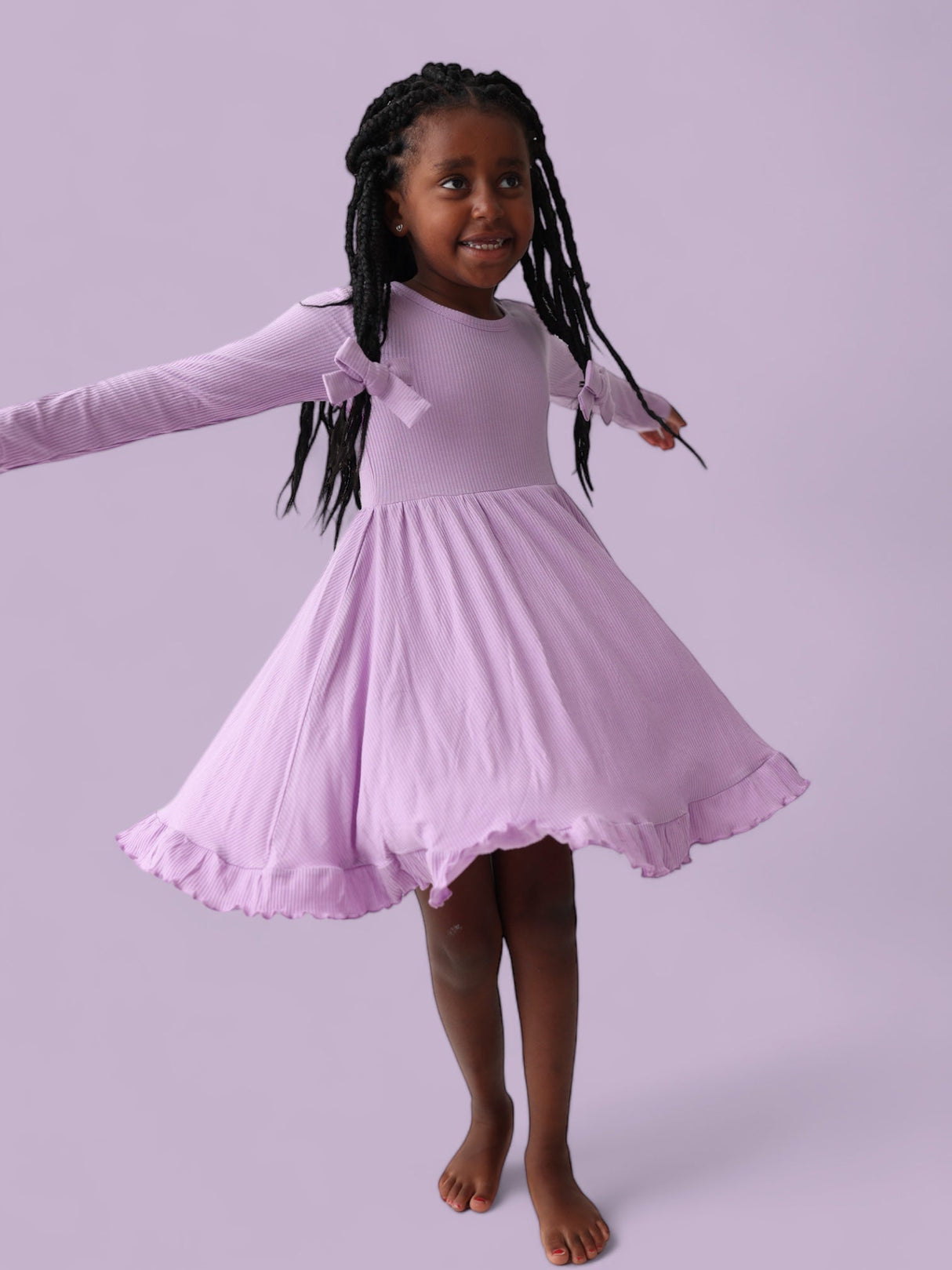 AMETHYST RIB DREAM RUFFLE DRESS from DREAM BIG LITTLE CO