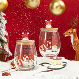 Christmas Gnome Wine & Water Glasses With Dwarf Wood Cover - Set of 2-17.5oz - Santa Holiday Festive Gnomes Stemless Clear Wine Glass For Red Or White Wine - Wines Glass for Women Friends Men Sister from The Wine Savant