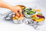 Stainless Steel Lunch Box, 4 Tier Round with Spork, 55 Oz from ecozoi